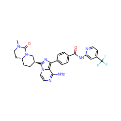 CN1CC[C@H]2CC[C@H](c3nc(-c4ccc(C(=O)Nc5cc(C(F)(F)F)ccn5)cc4)c4c(N)nccn34)CN2C1=O ZINC000145588417