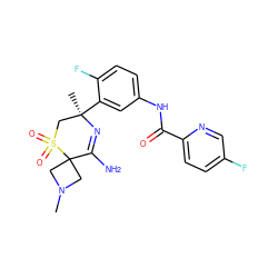 CN1CC2(C1)C(N)=N[C@](C)(c1cc(NC(=O)c3ccc(F)cn3)ccc1F)CS2(=O)=O ZINC000214066971