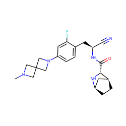 CN1CC2(C1)CN(c1ccc(C[C@@H](C#N)NC(=O)[C@H]3N[C@@H]4CC[C@H]3C4)c(F)c1)C2 ZINC000219312348