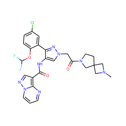 CN1CC2(CCN(C(=O)Cn3cc(NC(=O)c4cnn5cccnc45)c(-c4cc(Cl)ccc4OC(F)F)n3)C2)C1 ZINC001772633567