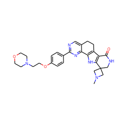 CN1CC2(CNC(=O)c3c2[nH]c2c3CCc3cnc(-c4ccc(OCCN5CCOCC5)cc4)nc3-2)C1 ZINC000072109882