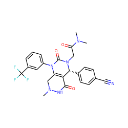 CN1CC2=C(C(=O)N1)[C@@H](c1ccc(C#N)cc1)N(CC(=O)N(C)C)C(=O)N2c1cccc(C(F)(F)F)c1 ZINC000096176118