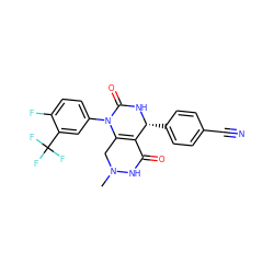 CN1CC2=C(C(=O)N1)[C@@H](c1ccc(C#N)cc1)NC(=O)N2c1ccc(F)c(C(F)(F)F)c1 ZINC000096176120