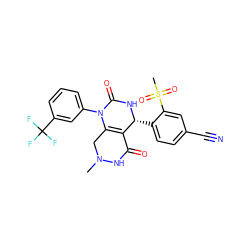 CN1CC2=C(C(=O)N1)[C@@H](c1ccc(C#N)cc1S(C)(=O)=O)NC(=O)N2c1cccc(C(F)(F)F)c1 ZINC000096176113