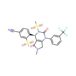 CN1CC2=C(C1=O)[C@@H](c1ccc(C#N)cc1S(C)(=O)=O)N(S(C)(=O)=O)C(=O)N2c1cccc(C(F)(F)F)c1 ZINC000068149908