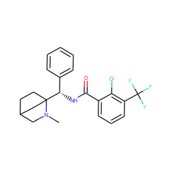 CN1CC2CCC1([C@@H](NC(=O)c1cccc(C(F)(F)F)c1Cl)c1ccccc1)CC2 ZINC000059084510