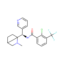 CN1CC2CCC1([C@H](NC(=O)c1cccc(C(F)(F)F)c1Cl)c1cccnc1)CC2 ZINC000141411249