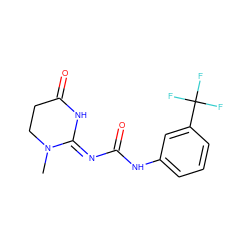 CN1CCC(=O)N/C1=N\C(=O)Nc1cccc(C(F)(F)F)c1 ZINC000084616083