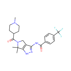 CN1CCC(C(=O)N2Cc3c(NC(=O)c4ccc(C(F)(F)F)cc4)n[nH]c3C2(C)C)CC1 ZINC000045375197