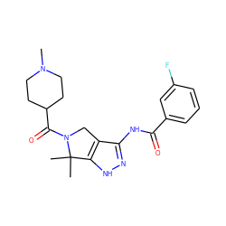 CN1CCC(C(=O)N2Cc3c(NC(=O)c4cccc(F)c4)n[nH]c3C2(C)C)CC1 ZINC000045358024