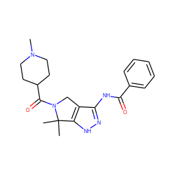 CN1CCC(C(=O)N2Cc3c(NC(=O)c4ccccc4)n[nH]c3C2(C)C)CC1 ZINC000045384843