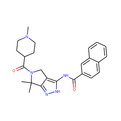 CN1CCC(C(=O)N2Cc3c(n[nH]c3NC(=O)c3ccc4ccccc4c3)C2(C)C)CC1 ZINC000038655301