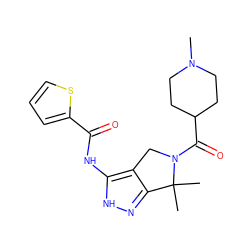 CN1CCC(C(=O)N2Cc3c(n[nH]c3NC(=O)c3cccs3)C2(C)C)CC1 ZINC000071315855