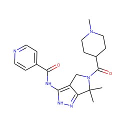 CN1CCC(C(=O)N2Cc3c(n[nH]c3NC(=O)c3ccncc3)C2(C)C)CC1 ZINC000071315854