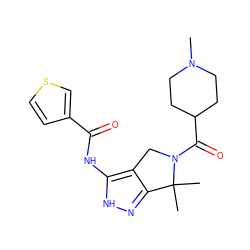 CN1CCC(C(=O)N2Cc3c(n[nH]c3NC(=O)c3ccsc3)C2(C)C)CC1 ZINC000071315856