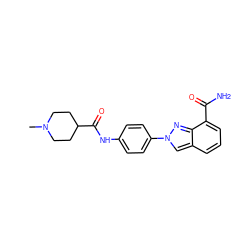 CN1CCC(C(=O)Nc2ccc(-n3cc4cccc(C(N)=O)c4n3)cc2)CC1 ZINC000045347414