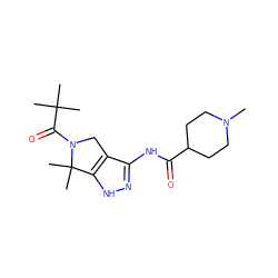 CN1CCC(C(=O)Nc2n[nH]c3c2CN(C(=O)C(C)(C)C)C3(C)C)CC1 ZINC000045358385