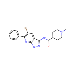 CN1CCC(C(=O)Nc2n[nH]c3nc(-c4ccccc4)c(Br)cc23)CC1 ZINC000013538563