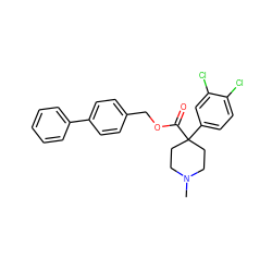 CN1CCC(C(=O)OCc2ccc(-c3ccccc3)cc2)(c2ccc(Cl)c(Cl)c2)CC1 ZINC000064559768