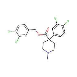 CN1CCC(C(=O)OCc2ccc(Cl)c(Cl)c2)(c2ccc(Cl)c(Cl)c2)CC1 ZINC000064573143