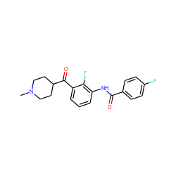 CN1CCC(C(=O)c2cccc(NC(=O)c3ccc(F)cc3)c2F)CC1 ZINC000473105420