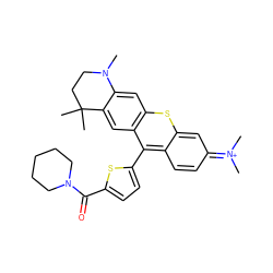 CN1CCC(C)(C)c2cc3c(-c4ccc(C(=O)N5CCCCC5)s4)c4ccc(=[N+](C)C)cc-4sc3cc21 ZINC000095562510