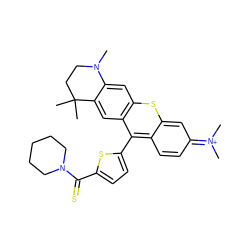 CN1CCC(C)(C)c2cc3c(-c4ccc(C(=S)N5CCCCC5)s4)c4ccc(=[N+](C)C)cc-4sc3cc21 ZINC000095564027