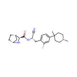 CN1CCC(C)(c2ccc(C[C@@H](C#N)NC(=O)[C@H]3N[C@@H]4CC[C@H]3C4)c(F)c2)CC1 ZINC000219291855