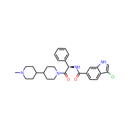 CN1CCC(C2CCN(C(=O)[C@H](NC(=O)c3ccc4c(Cl)c[nH]c4c3)c3ccccc3)CC2)CC1 ZINC000064527353