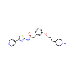 CN1CCC(CCCOc2cccc(CC(=O)Nc3nc(-c4ccncc4)cs3)c2)CC1 ZINC000145531114