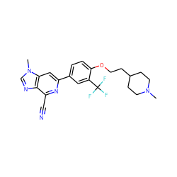 CN1CCC(CCOc2ccc(-c3cc4c(ncn4C)c(C#N)n3)cc2C(F)(F)F)CC1 ZINC000066074612