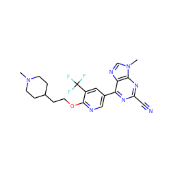 CN1CCC(CCOc2ncc(-c3nc(C#N)nc4c3ncn4C)cc2C(F)(F)F)CC1 ZINC001772613805