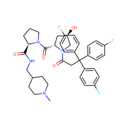 CN1CCC(CNC(=O)[C@H]2CCCN2C(=O)[C@@H]2C[C@@H](O)CN2C(=O)CC(c2ccc(F)cc2)(c2ccc(F)cc2)c2ccc(F)cc2)CC1 ZINC000034802106