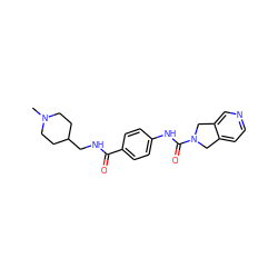 CN1CCC(CNC(=O)c2ccc(NC(=O)N3Cc4ccncc4C3)cc2)CC1 ZINC000165821125