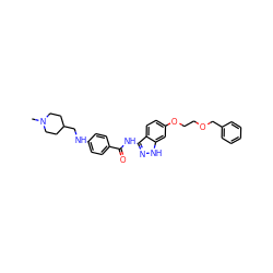 CN1CCC(CNc2ccc(C(=O)Nc3n[nH]c4cc(OCCOCc5ccccc5)ccc34)cc2)CC1 ZINC000144475928