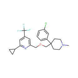 CN1CCC(COCc2cc(C(F)(F)F)cc(C3CC3)n2)(c2cccc(Cl)c2)CC1 ZINC000095589266