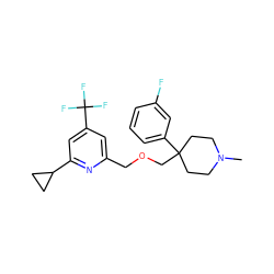 CN1CCC(COCc2cc(C(F)(F)F)cc(C3CC3)n2)(c2cccc(F)c2)CC1 ZINC000095589382