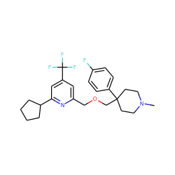 CN1CCC(COCc2cc(C(F)(F)F)cc(C3CCCC3)n2)(c2ccc(F)cc2)CC1 ZINC000095587493