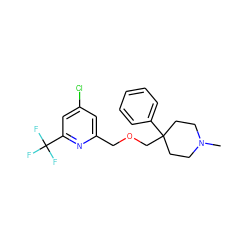 CN1CCC(COCc2cc(Cl)cc(C(F)(F)F)n2)(c2ccccc2)CC1 ZINC000095587705