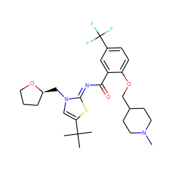 CN1CCC(COc2ccc(C(F)(F)F)cc2C(=O)/N=c2\sc(C(C)(C)C)cn2C[C@H]2CCCO2)CC1 ZINC000168349805