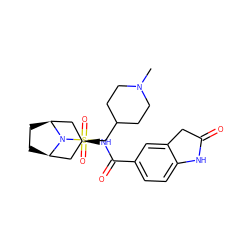 CN1CCC(CS(=O)(=O)N2[C@H]3CC[C@@H]2C[C@H](NC(=O)c2ccc4c(c2)CC(=O)N4)C3)CC1 ZINC000653851657