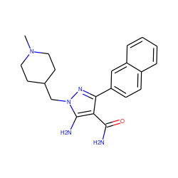 CN1CCC(Cn2nc(-c3ccc4ccccc4c3)c(C(N)=O)c2N)CC1 ZINC000103252515