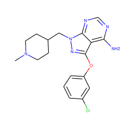 CN1CCC(Cn2nc(Oc3cccc(Cl)c3)c3c(N)ncnc32)CC1 ZINC001772612132