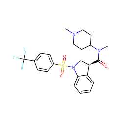 CN1CCC(N(C)C(=O)[C@@H]2CN(S(=O)(=O)c3ccc(C(F)(F)F)cc3)c3ccccc32)CC1 ZINC000003816877