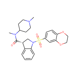 CN1CCC(N(C)C(=O)[C@@H]2CN(S(=O)(=O)c3ccc4c(c3)OCCO4)c3ccccc32)CC1 ZINC000049036947