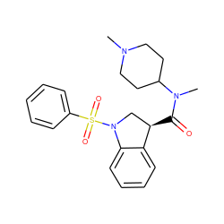 CN1CCC(N(C)C(=O)[C@@H]2CN(S(=O)(=O)c3ccccc3)c3ccccc32)CC1 ZINC000049035492