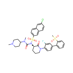 CN1CCC(N(C)C(=O)N([C@@H]2CCCN(c3ccc(-c4ccccc4S(C)(=O)=O)cc3F)C2=O)S(=O)(=O)c2ccc3cc(Cl)ccc3c2)CC1 ZINC000095613251