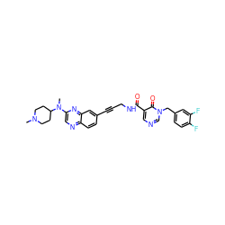 CN1CCC(N(C)c2cnc3ccc(C#CCNC(=O)c4cncn(Cc5ccc(F)c(F)c5)c4=O)cc3n2)CC1 ZINC000096176142