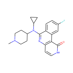 CN1CCC(N(c2nc3cc[nH]c(=O)c3c3cc(F)ccc23)C2CC2)CC1 ZINC000064549441