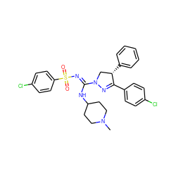 CN1CCC(N/C(=N\S(=O)(=O)c2ccc(Cl)cc2)N2C[C@H](c3ccccc3)C(c3ccc(Cl)cc3)=N2)CC1 ZINC000049678098